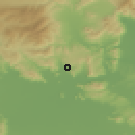 Shaded relief of the 53 km around Grizánon, drawn from the GMTED2010 grid