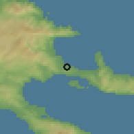 Shaded relief of the 53 km around Ierissós, drawn from the GMTED2010 grid
