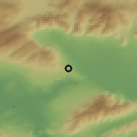 Shaded relief of the 53 km around Alistráti, drawn from the GMTED2010 grid