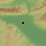 Shaded relief of the 53 km around Iráklia, drawn from the GMTED2010 grid