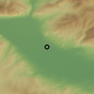 Shaded relief of the 53 km around Kalá Déndra, drawn from the GMTED2010 grid