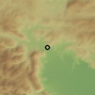 Shaded relief of the 53 km around Kalambáka, drawn from the GMTED2010 grid