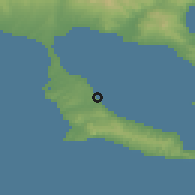 Shaded relief of the 53 km around Kallithéa, drawn from the GMTED2010 grid