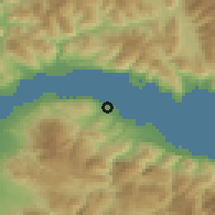 Shaded relief of the 54 km around Kamárai, drawn from the GMTED2010 grid