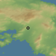 Shaded relief of the 54 km around Kamaterón, drawn from the GMTED2010 grid