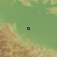 Shaded relief of the 54 km around Kardítsa, drawn from the GMTED2010 grid