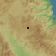 Shaded relief of the 54 km around Kariaí, drawn from the GMTED2010 grid