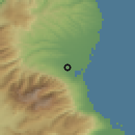 Shaded relief of the 53 km around Karítsa, drawn from the GMTED2010 grid