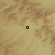 Shaded relief of the 53 km around Kastoriá, drawn from the GMTED2010 grid