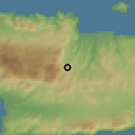Shaded relief of the 55 km around Káto Asítai, drawn from the GMTED2010 grid