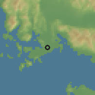 Shaded relief of the 54 km around Katokhí, drawn from the GMTED2010 grid