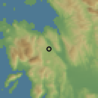 Shaded relief of the 54 km around Katoúna, drawn from the GMTED2010 grid