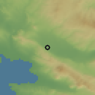 Shaded relief of the 53 km around Kavallárion, drawn from the GMTED2010 grid