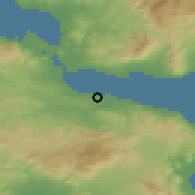 Shaded relief of the 54 km around Khalkoútsion, drawn from the GMTED2010 grid
