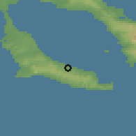 Shaded relief of the 53 km around Khaniótis, drawn from the GMTED2010 grid