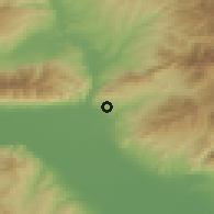 Shaded relief of the 53 km around Kharopón, drawn from the GMTED2010 grid
