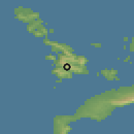 Shaded relief of the 54 km around Khoríon, drawn from the GMTED2010 grid