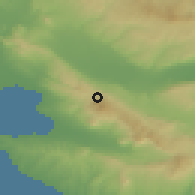 Shaded relief of the 53 km around Khortiátis, drawn from the GMTED2010 grid