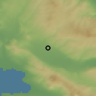 Shaded relief of the 53 km around Khrisauyí, drawn from the GMTED2010 grid