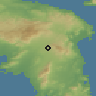 Shaded relief of the 54 km around Kifisiá, drawn from the GMTED2010 grid