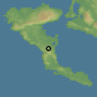 Shaded relief of the 53 km around Kinopiástai, drawn from the GMTED2010 grid