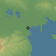 Shaded relief of the 53 km around Klidíon, drawn from the GMTED2010 grid