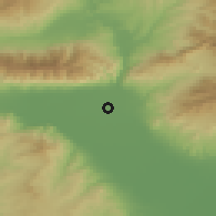 Shaded relief of the 53 km around Koímisis, drawn from the GMTED2010 grid