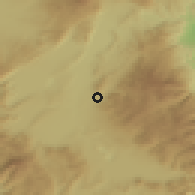 Shaded relief of the 53 km around Komniná, drawn from the GMTED2010 grid