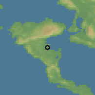 Shaded relief of the 53 km around Kontokálion, drawn from the GMTED2010 grid
