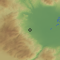 Shaded relief of the 53 km around Kopanós, drawn from the GMTED2010 grid