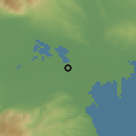 Shaded relief of the 53 km around Korifí, drawn from the GMTED2010 grid