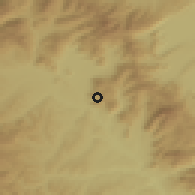 Shaded relief of the 53 km around Kostarázion, drawn from the GMTED2010 grid
