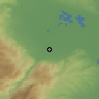 Shaded relief of the 53 km around Kouloúra, drawn from the GMTED2010 grid