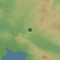 Shaded relief of the 53 km around Krithiá, drawn from the GMTED2010 grid