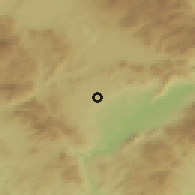 Shaded relief of the 53 km around Krókos, drawn from the GMTED2010 grid
