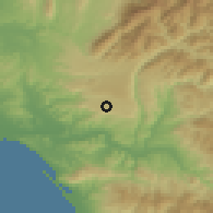 Shaded relief of the 54 km around Lálas, drawn from the GMTED2010 grid