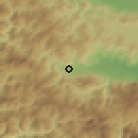 Shaded relief of the 54 km around Leukás, drawn from the GMTED2010 grid