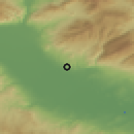 Shaded relief of the 53 km around Leukón, drawn from the GMTED2010 grid