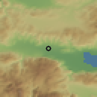 Shaded relief of the 54 km around Lianokládion, drawn from the GMTED2010 grid