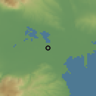 Shaded relief of the 53 km around Lianovéryion, drawn from the GMTED2010 grid