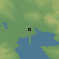 Shaded relief of the 53 km around Anatolikón, drawn from the GMTED2010 grid