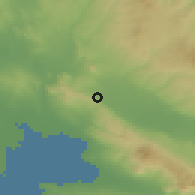 Shaded relief of the 53 km around Lití, drawn from the GMTED2010 grid