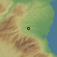 Shaded relief of the 53 km around Lófos, drawn from the GMTED2010 grid