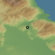 Shaded relief of the 53 km around Makrikhórion, drawn from the GMTED2010 grid