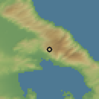 Shaded relief of the 53 km around Makrinítsa, drawn from the GMTED2010 grid
