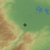 Shaded relief of the 53 km around Makrokhórion, drawn from the GMTED2010 grid