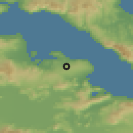Shaded relief of the 54 km around Malesína, drawn from the GMTED2010 grid