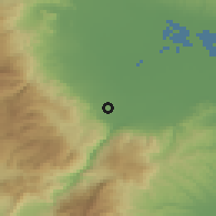 Shaded relief of the 53 km around Maurodéndrion, drawn from the GMTED2010 grid