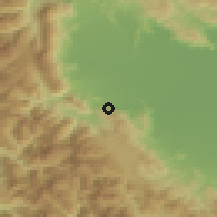 Shaded relief of the 53 km around Maurommátion, drawn from the GMTED2010 grid