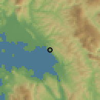 Shaded relief of the 54 km around Menídion, drawn from the GMTED2010 grid